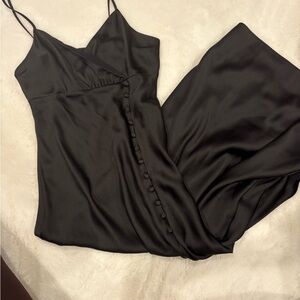 Zara Black Satin Midi Slip Dress